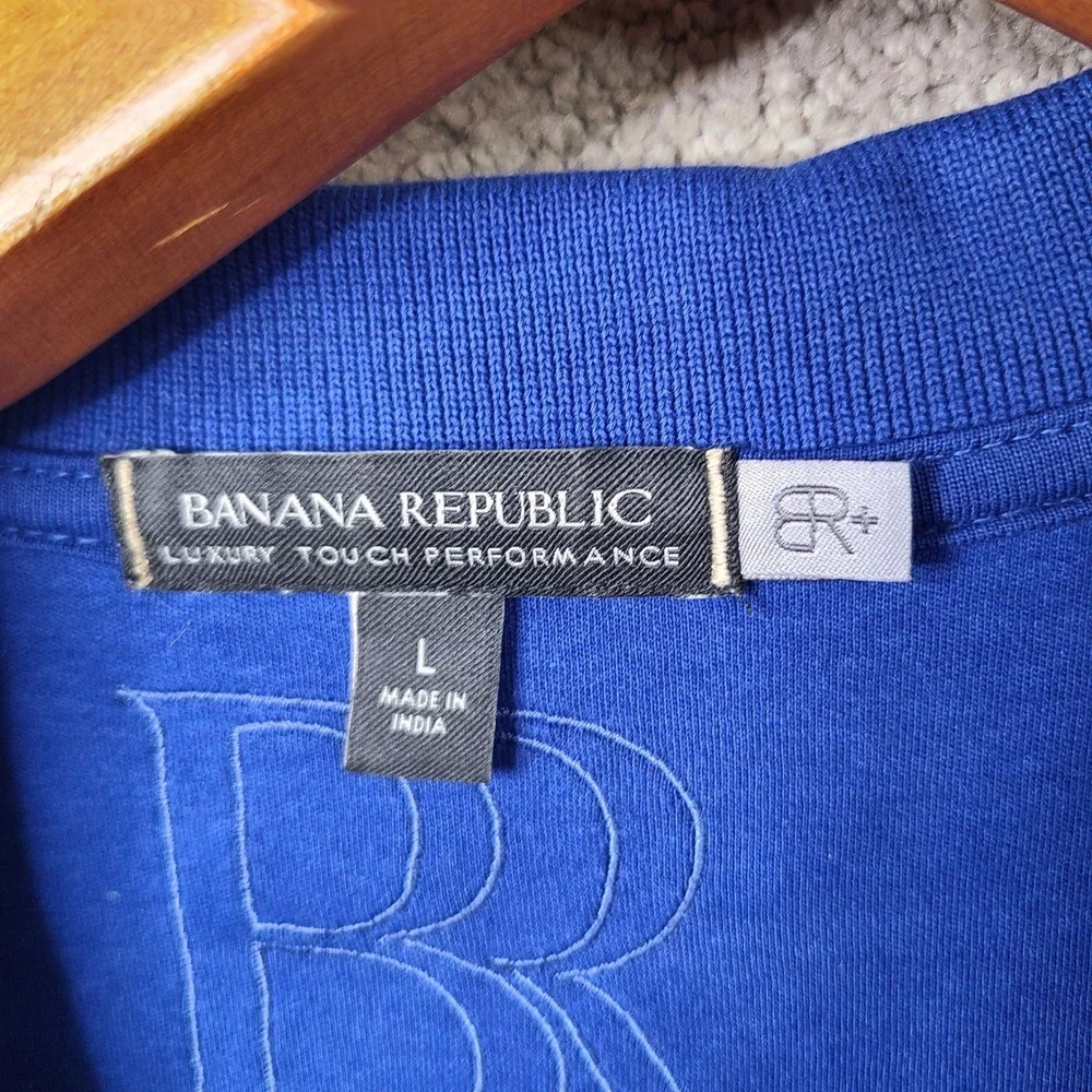 Banana Republic Shirt Mens L Blue Polo Luxury Touch Cotton Short Sleeve Casual